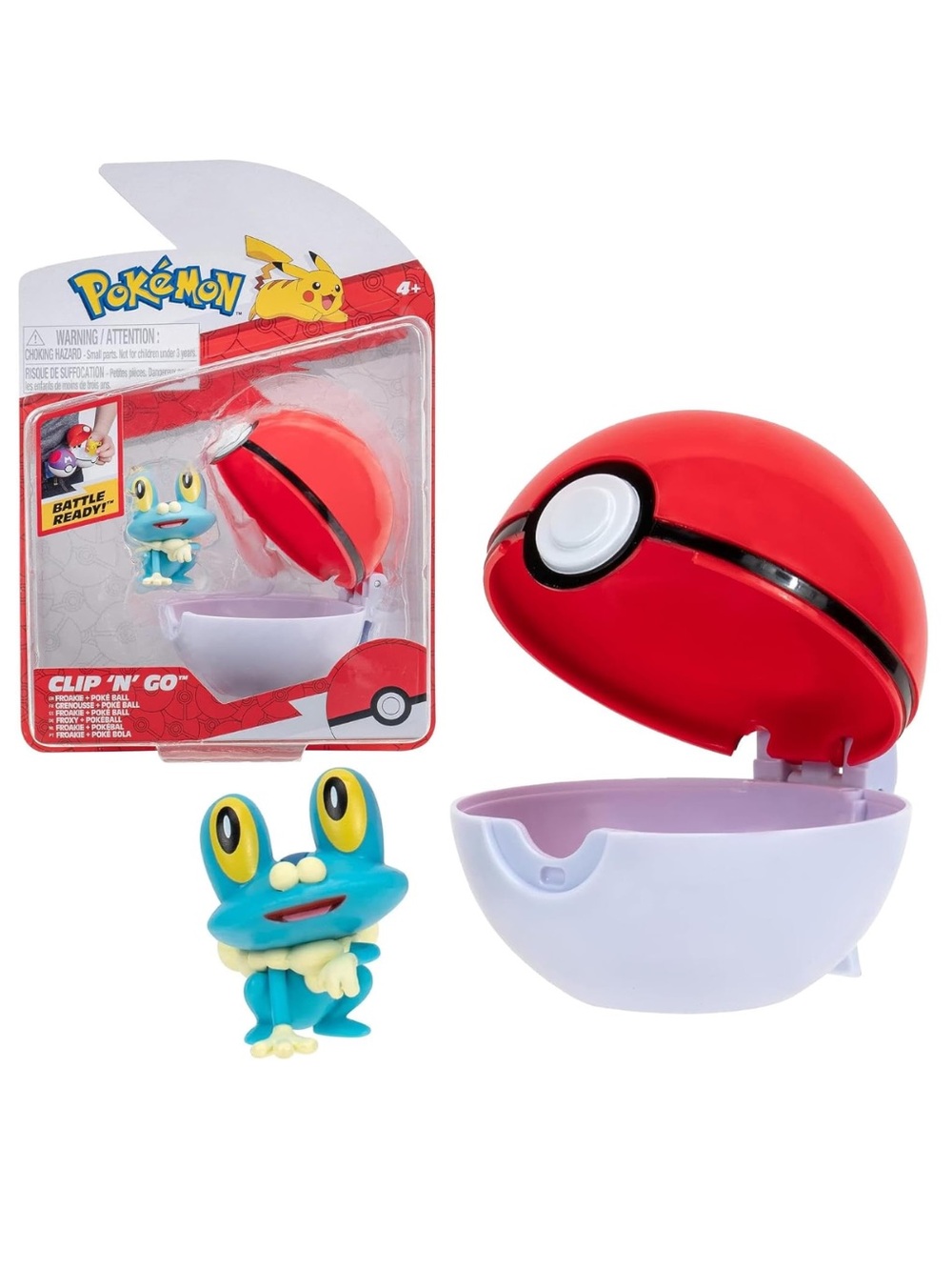 Pokémon Clip ‘N’ Go Froakie & Poké Ball Pokeball Battle Ready! 2” Jazwares